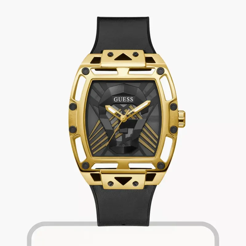 Guess Legend Black Dial Gold Bezel Men’s Watch- GW0500G1
